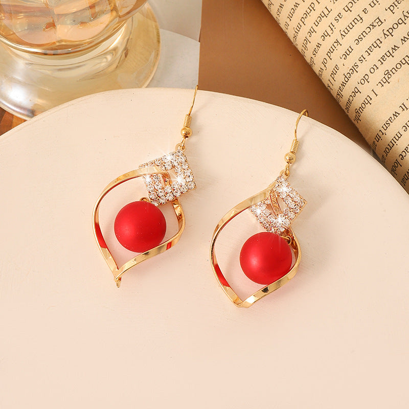 YoungCa Red Crystal Drop Earrings