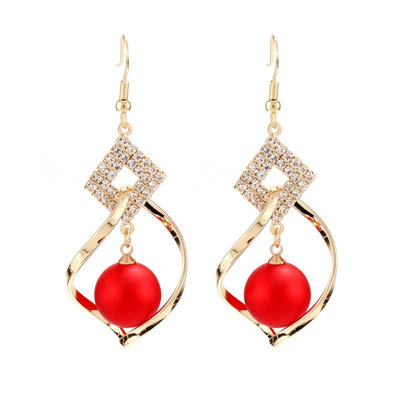 YoungCa Red Crystal Drop Earrings