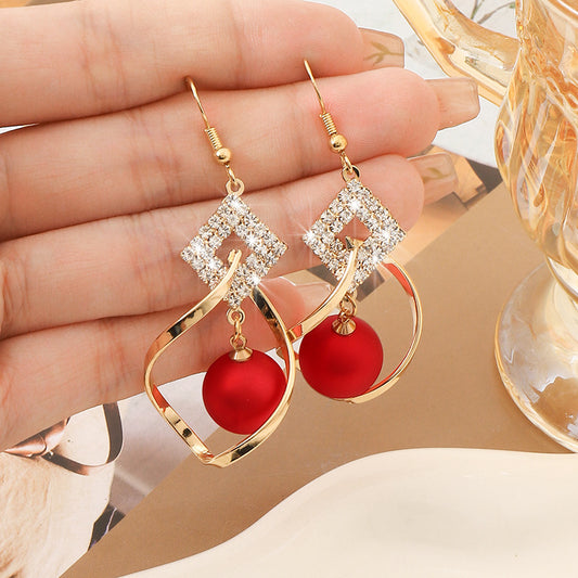 YoungCa Red Crystal Drop Earrings