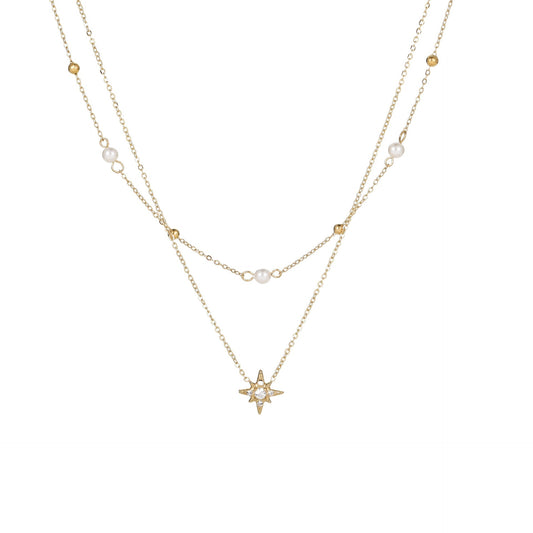 Aurora Gold Pearl Layered Necklace